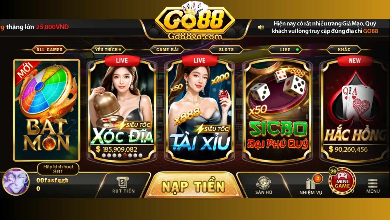 Các sản phẩm đổi thưởng hàng tại GO88