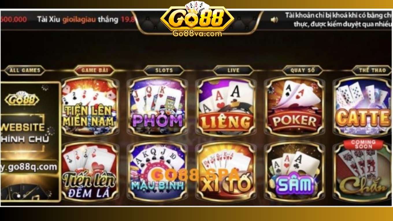 Các tựa game bài GO88 nhiều người chơi