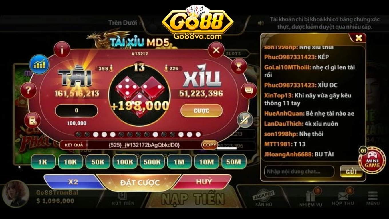 Hướng dẫn chơi tài xỉu GO88 chi tiết