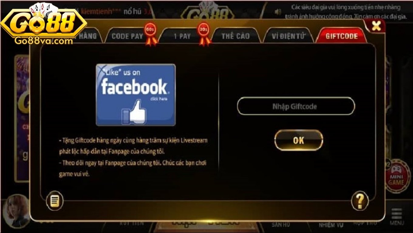 Hướng dẫn quy đổi mã Giftcode GO88