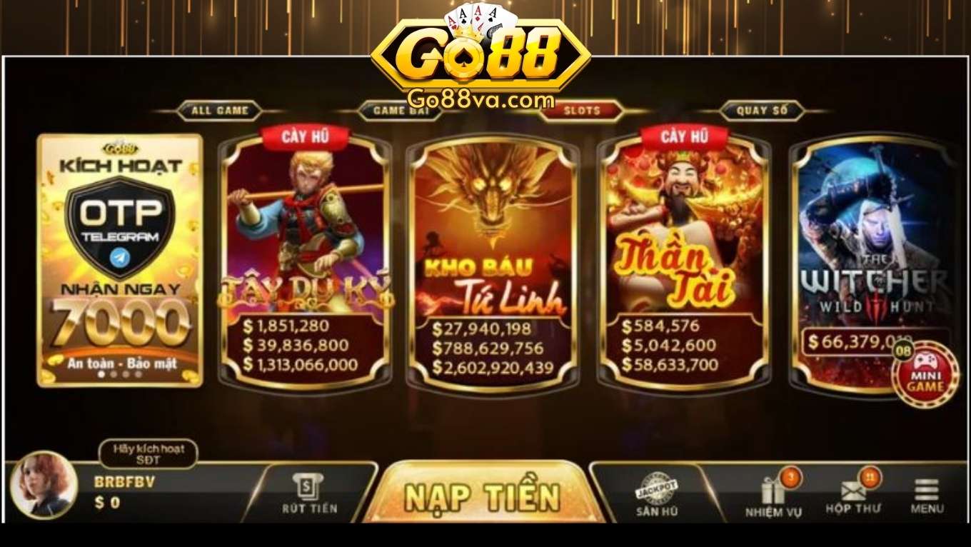 Khám phá các tựa game nổ hũ GO88