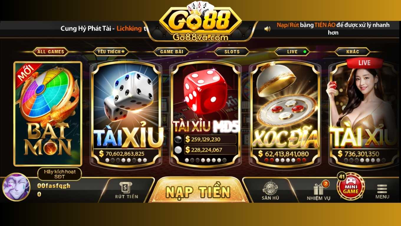 Tài xỉu GO88 là tựa game đổi thưởng đình đám